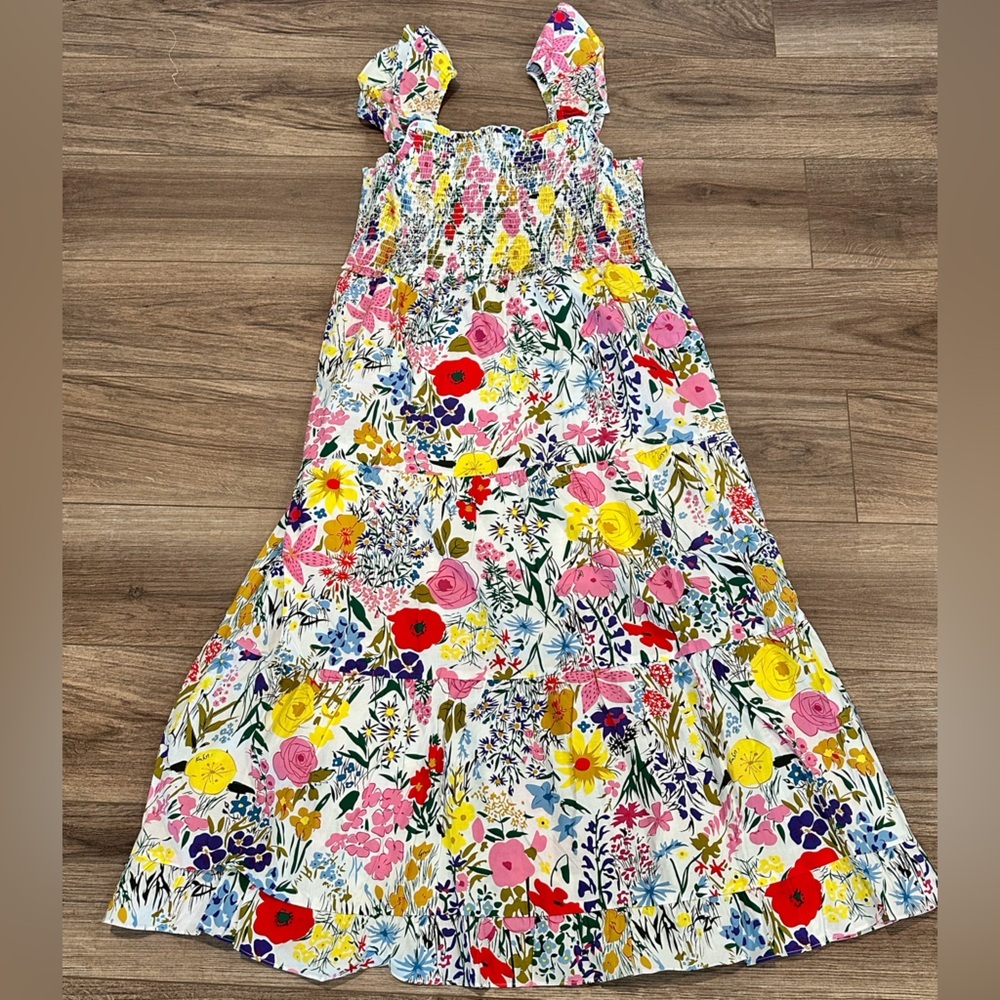 NWT! Anthropologie THML Floral Maxi Smocked Bodice Dress with Ruffle Sleeves - Picture 8 of 13